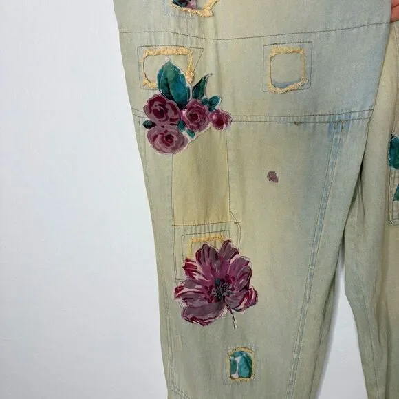 Paper Lace Rose Appliqué Jeans 1X Vintage Look Distressed Cottagecore Boho - Picture 4 of 8